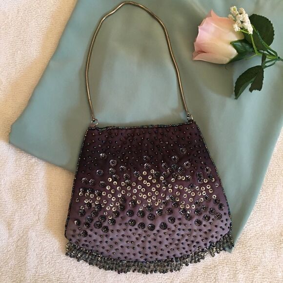 The Limited  Purple beaded Purse - Picture 1 of 4